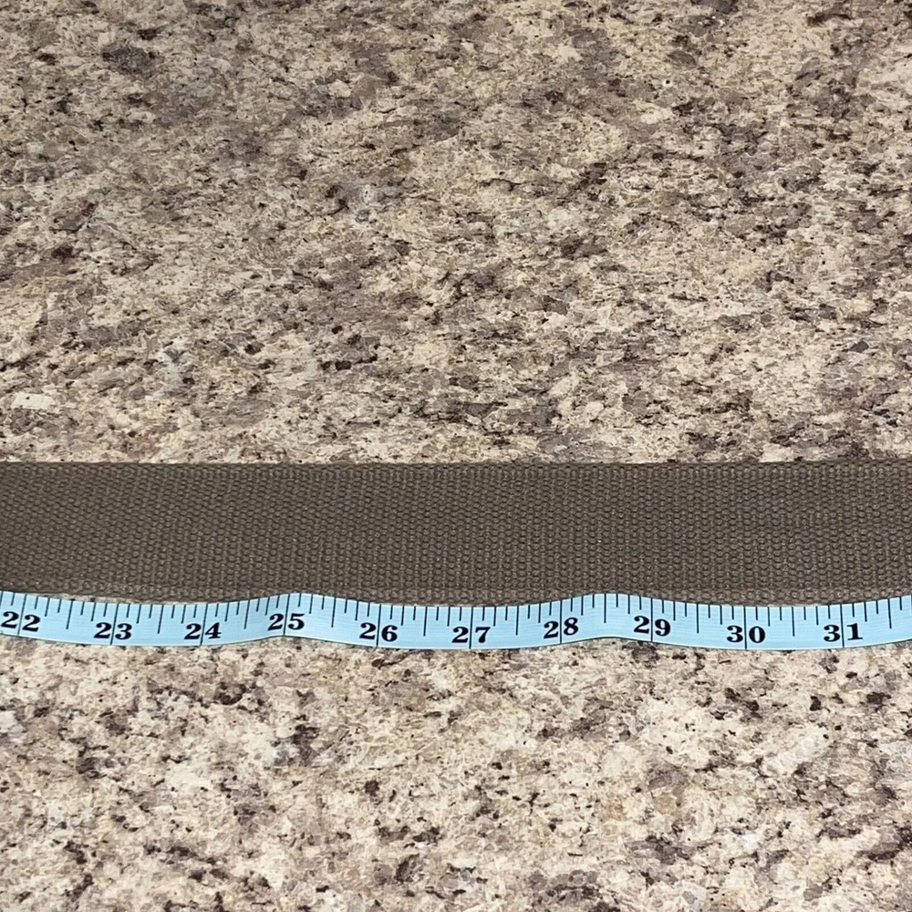 Unisex Canvas Y2K Woven 46” Solid Dark Khaki D-Ring Wide‎ Casual Belt Frayed End